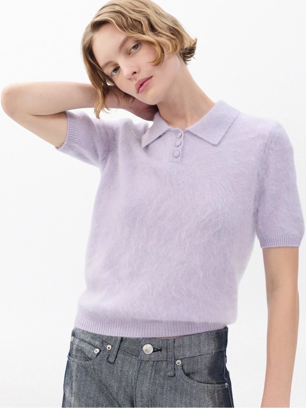 NWT Rag & Bone Jada Brushed Cashmere Polo in Lavender